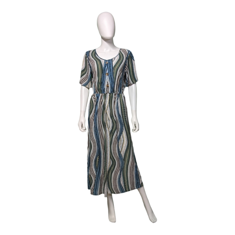 J&W Abstract Print Short Sleeve Dress Multi M